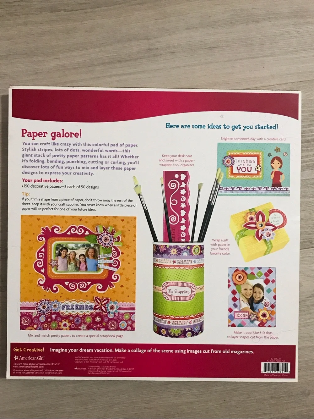 American Girl Crafts Colorful Paper Pad - Pink, Purple, Green, Blue, Yellow